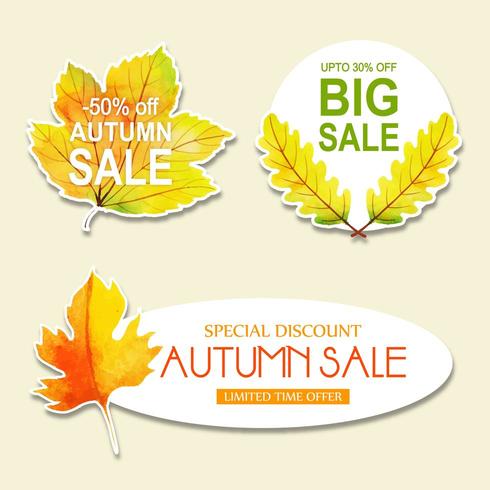 Beautiful Watercolor Autumn Labels Collection vector