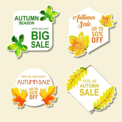 Beautiful Watercolor Autumn Labels Collection vector