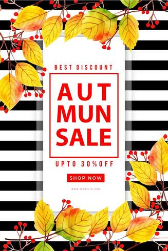 Beautiful  Autumn Leaves Sale Poster vector