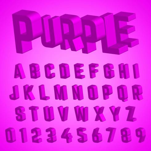 Alphabet font purple design vector