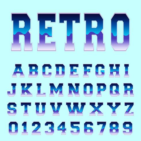 Retro alphabet font template vector