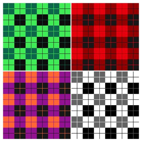 Lumberjack plaid pattern set vector