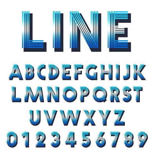 Retro font template. Set of letters and numbers lines design vector