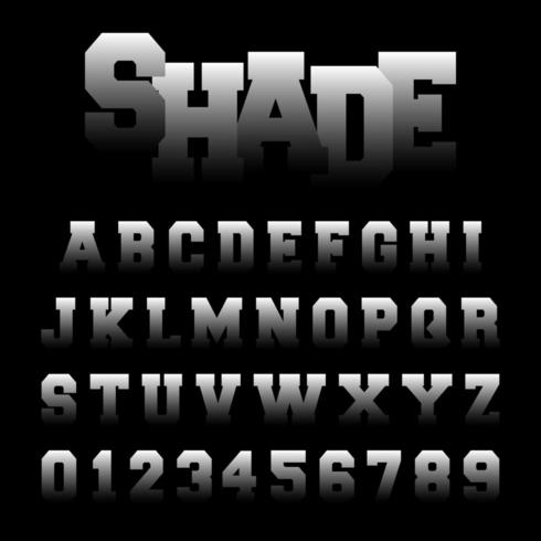 Shade alphabet font template vector