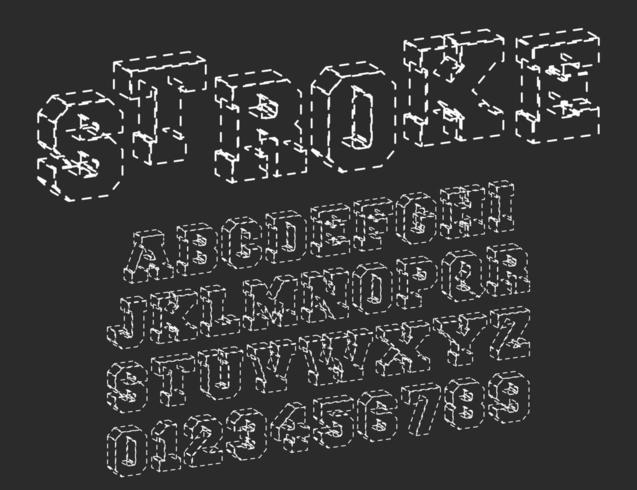 Stroke alphabet font template vector