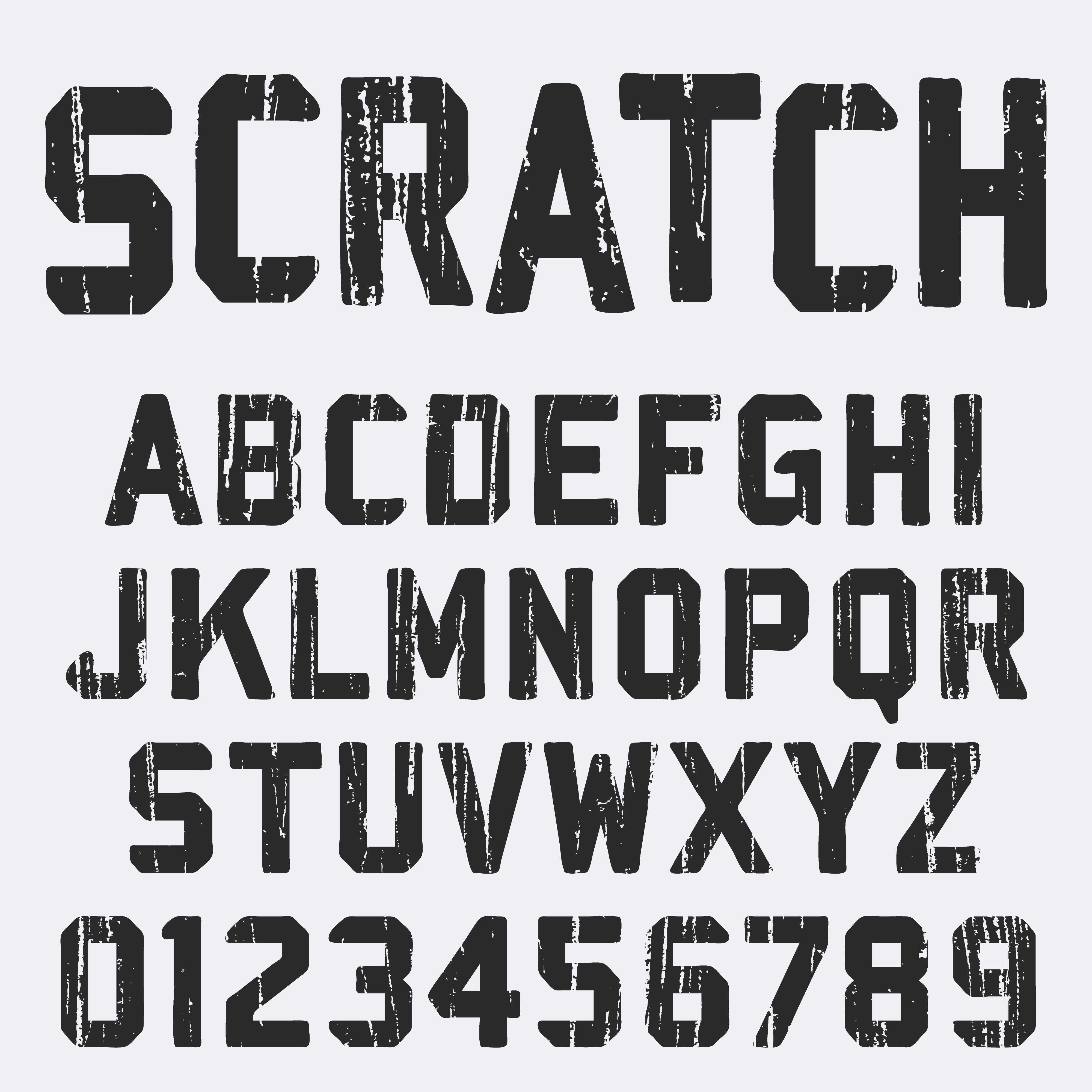 scratched alphabet font template download free vectors