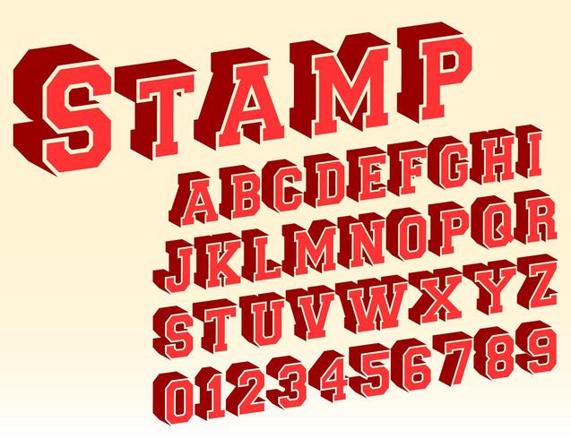 3d alphabet font template vector