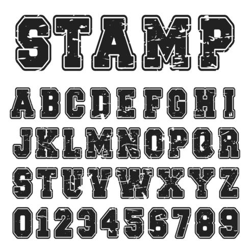 Alphabet font black stamp design vector