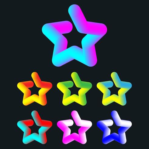 3d colorful star set vector