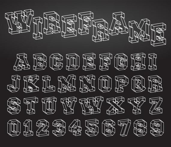 Alphabet font wireframe design 683930 Vector Art at Vecteezy