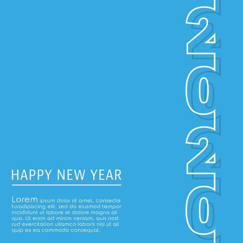 2020 Happy New Year background template. Minimal line ...