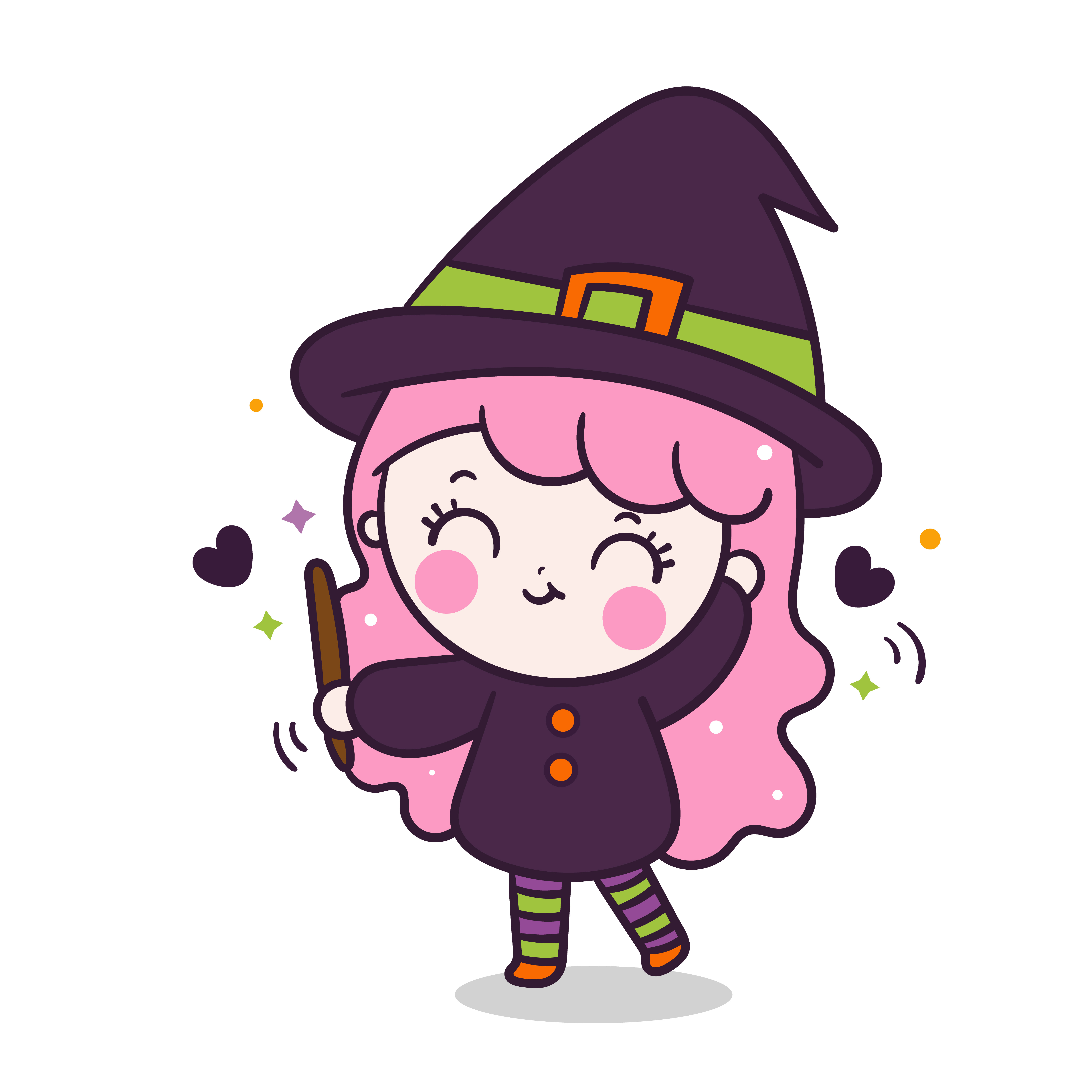 Cute halloween girl with kawaii witch cartoon trick or treat 683971 Vector  Art at Vecteezy