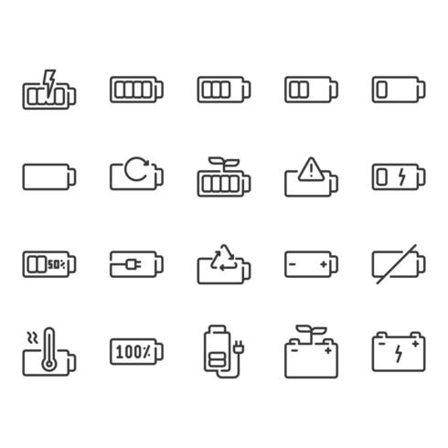 Conjunto de iconos de batería vector