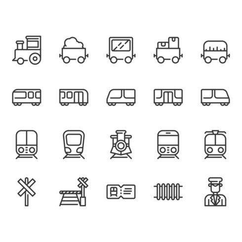 Conjunto de iconos relacionados con estaciones de tren vector