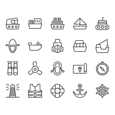 Conjunto de iconos relacionados con las naves vector