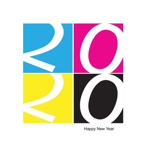 2020 Feliz año nuevo Impresión CMYK vector