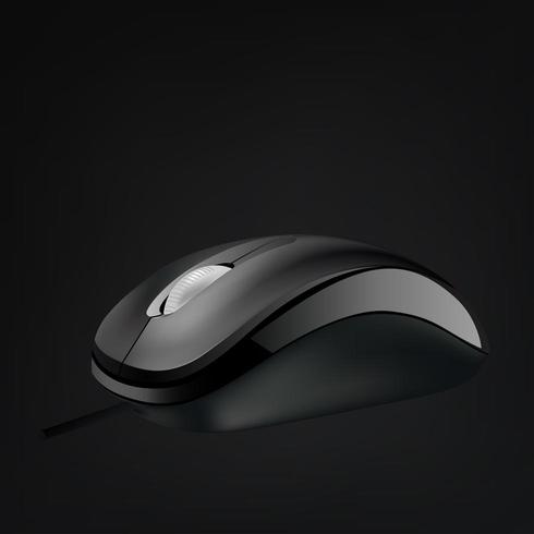 Computer mouse with wheel isolated on black background vector