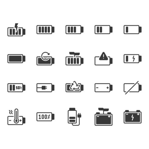 Battery icon set vector