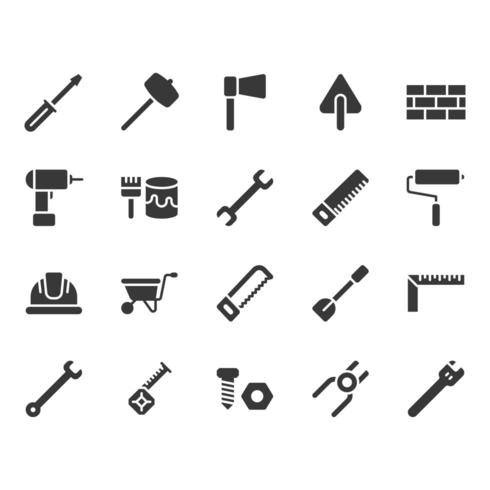 Conjunto de iconos relacionados con herramientas de construcción vector