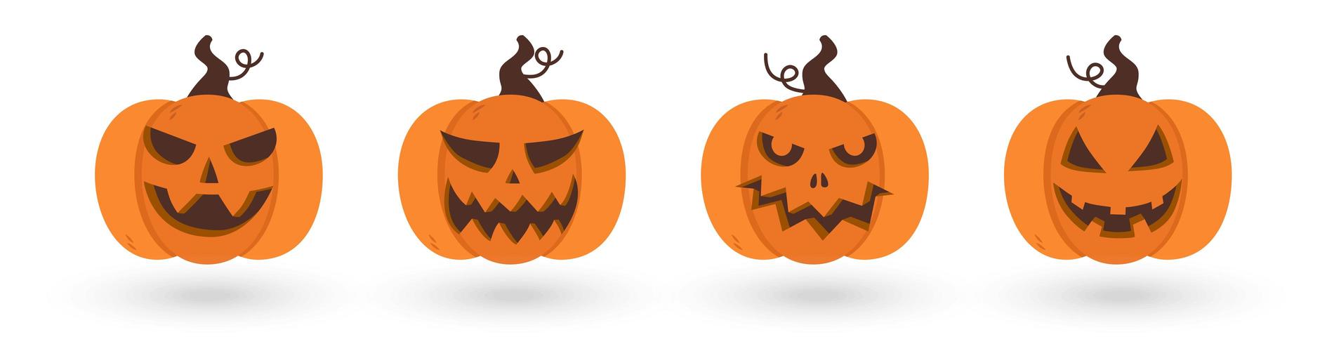 Set of scary and funny halloween pumpkins vector