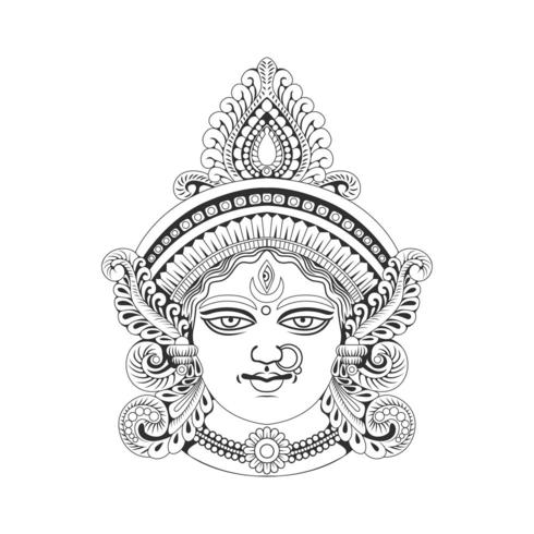 India Goddess Durga head illustration vector