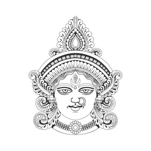 India Goddess Durga head illustration vector