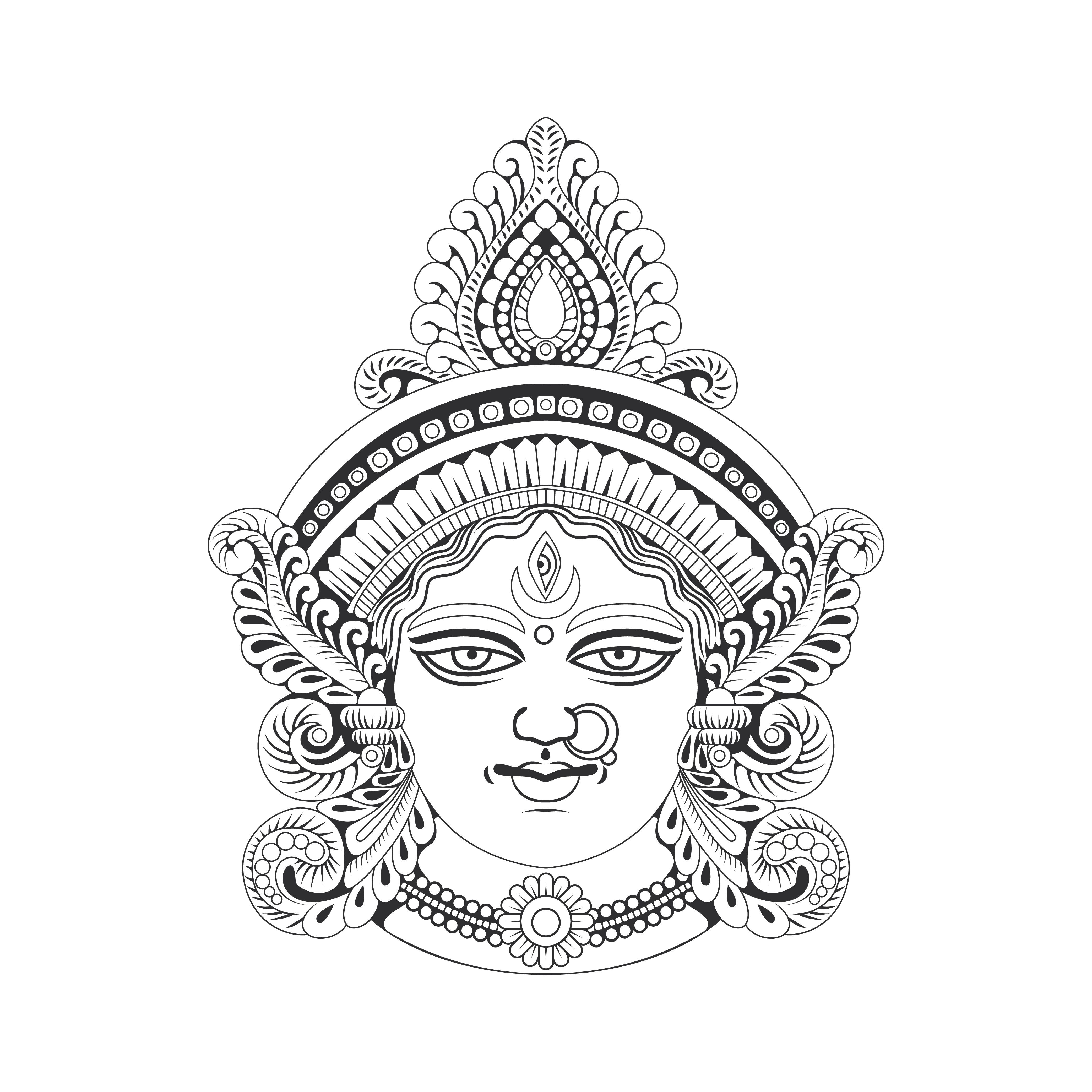 Pencil Sketch Of Goddess Durga | DesiPainters.com