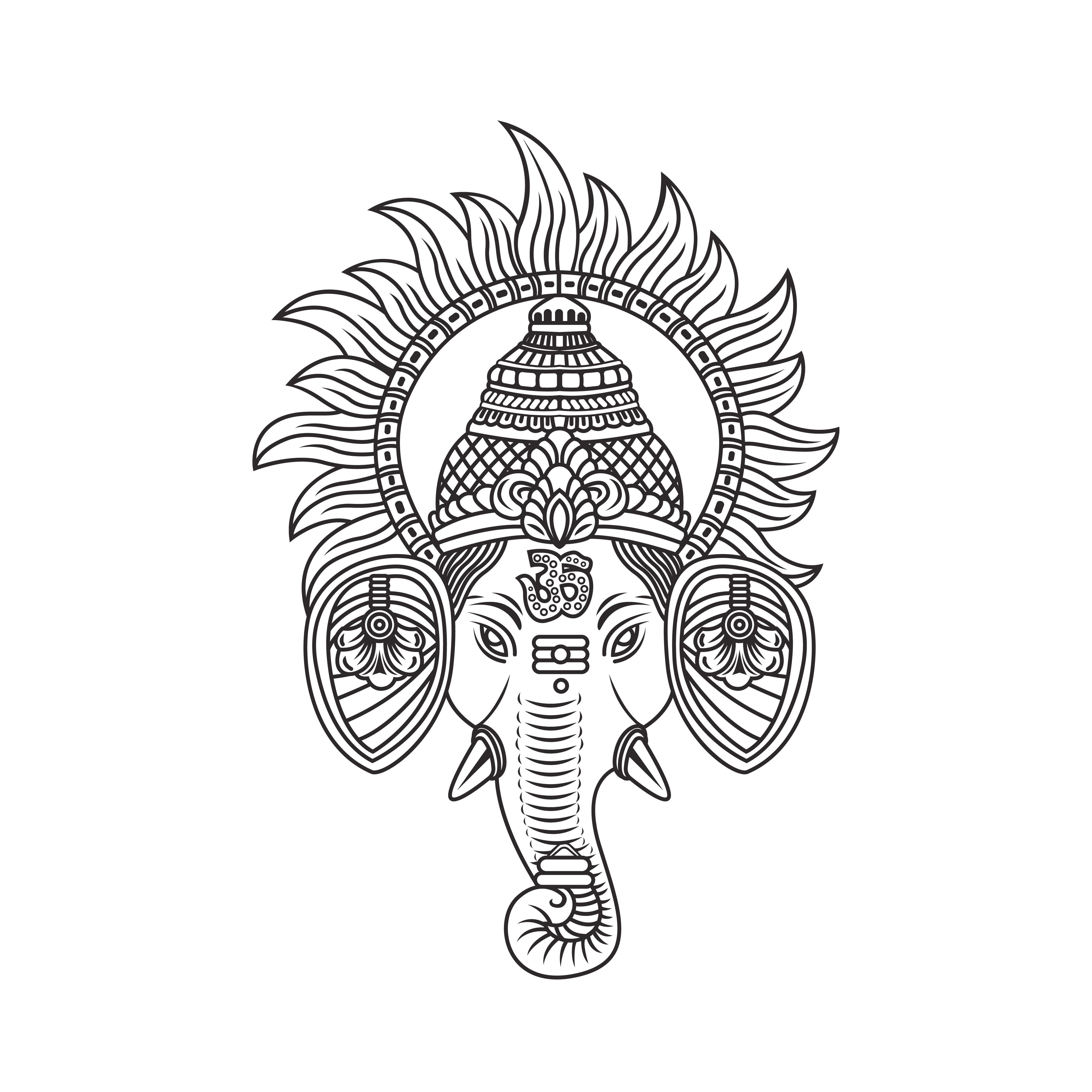 Ganesh Ji Face Encircled With Suraj Ji illustration ...