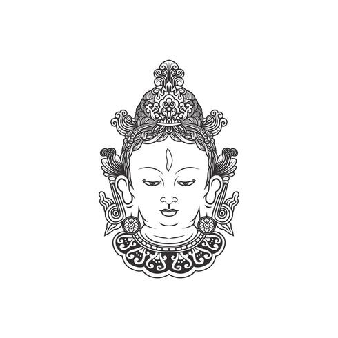 India Tara Buddha, vector de ilustración de la cara de Buda