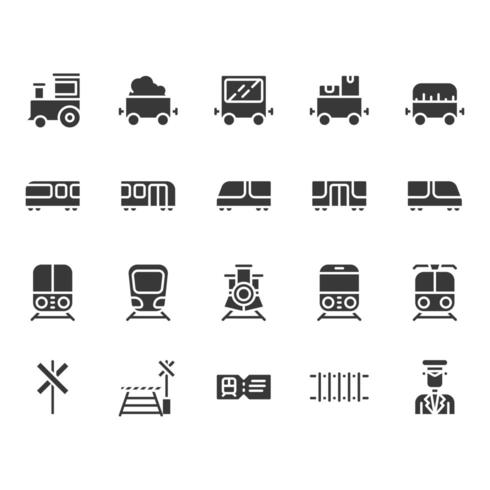 Conjunto de iconos relacionados con estaciones de tren vector