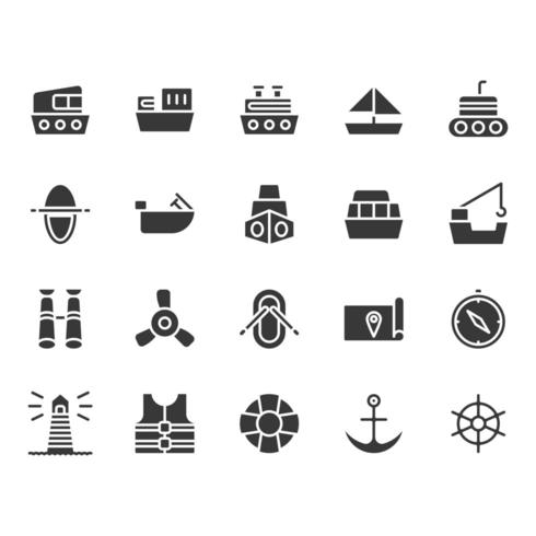 Conjunto de iconos relacionados con las naves vector