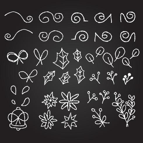 Christmas chalk wreath elements premium vector