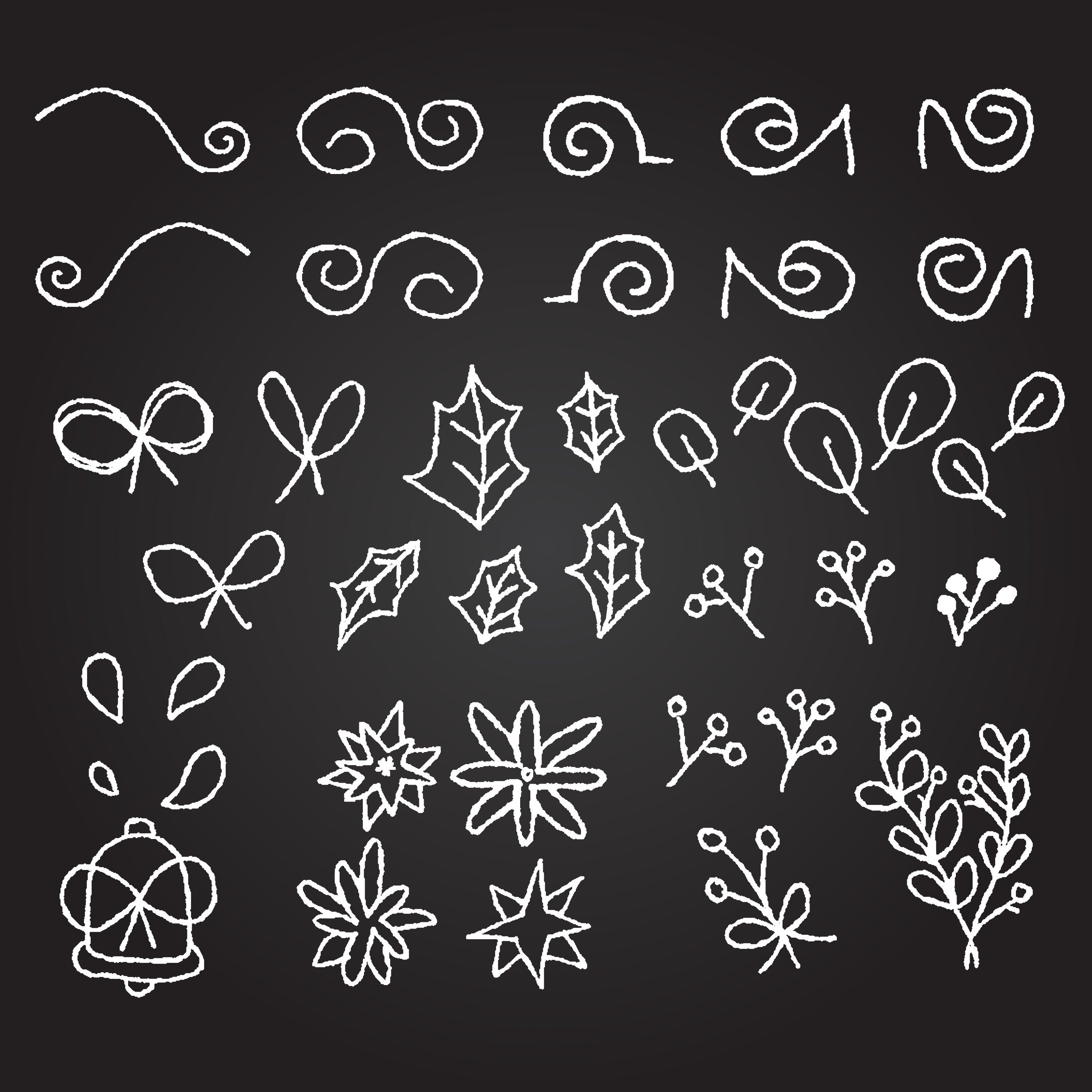 Christmas chalk wreath elements premium vector 684091 Vector Art at