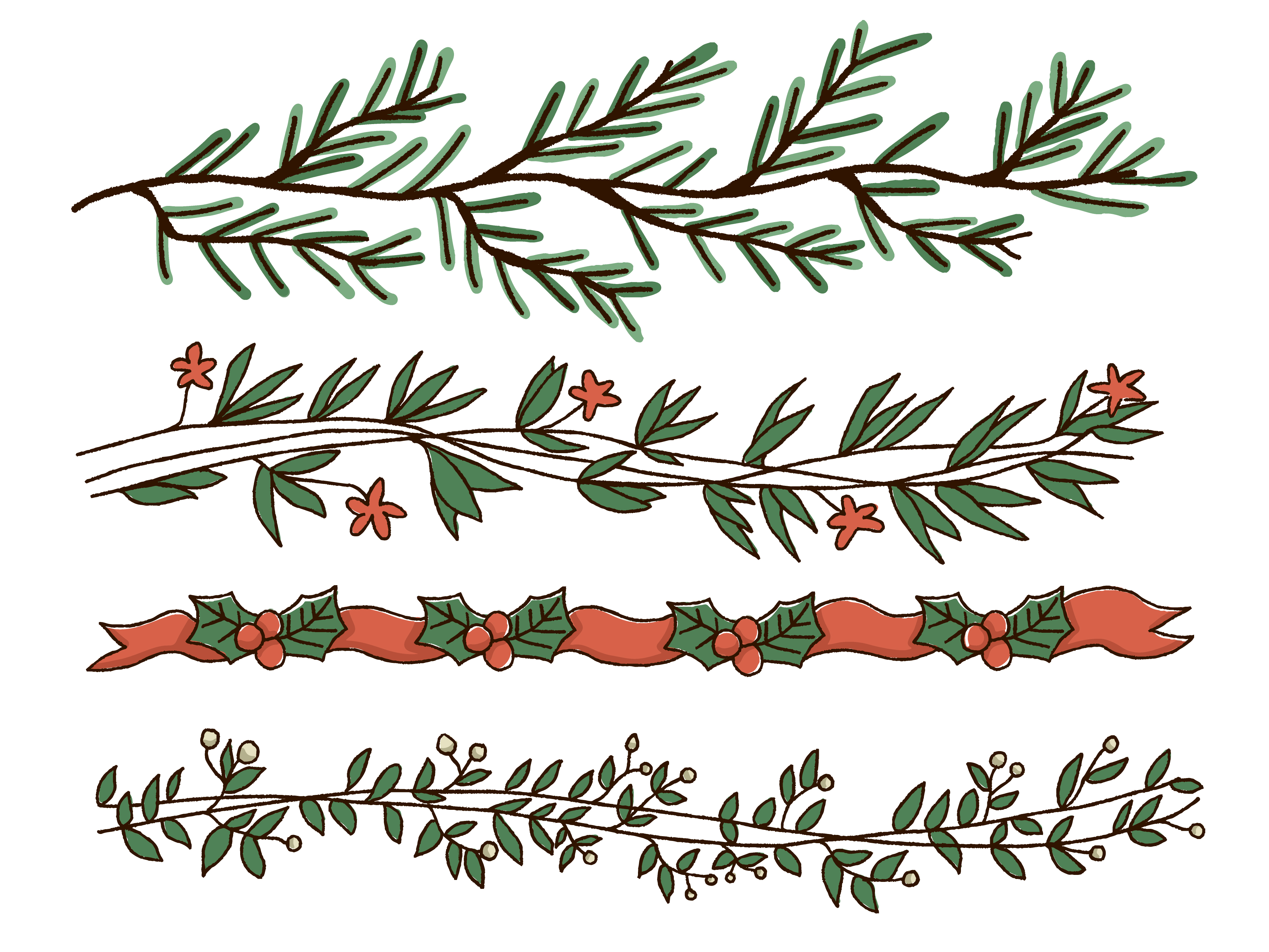 Christmas handdrawn border design set - Download Free ...