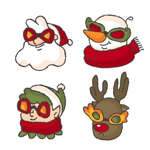 Christmas profile picture of santa snowman dwarf and reindeer vector