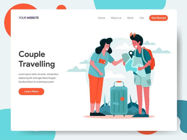 Landing page template of Travelling Couple  vector