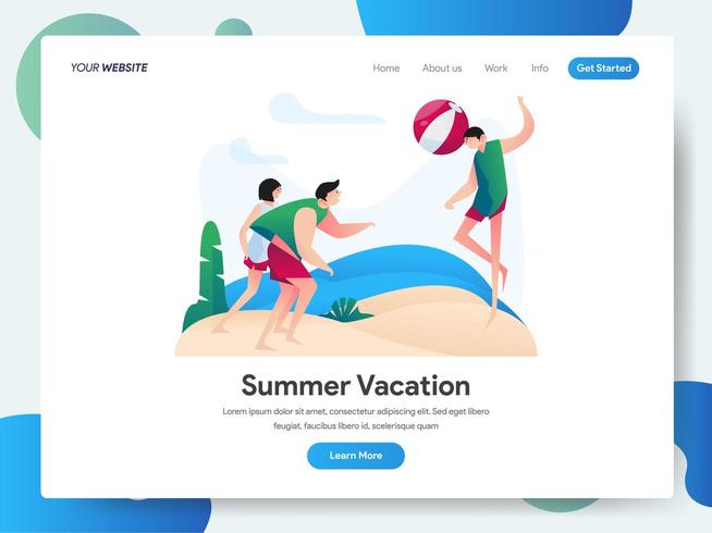 Landing page template of Summer Vacation  vector