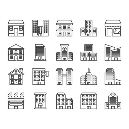 Building icon set vector