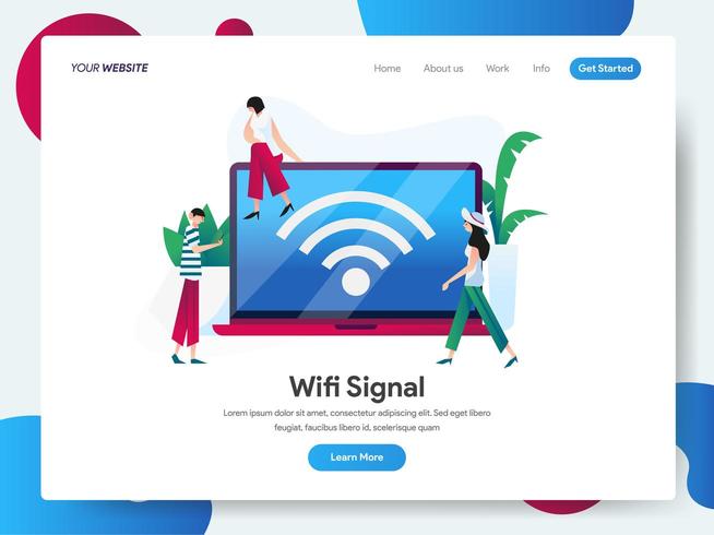 Landing page template of Wifi Signal with Laptop  vector