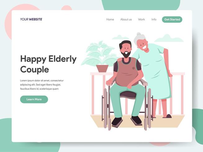 Landing page template of Happy Elderly Couple  vector