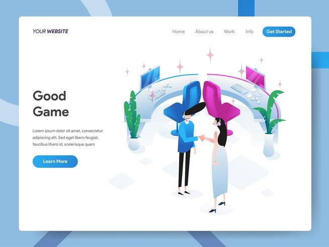 Game website landing page design template Vector Image