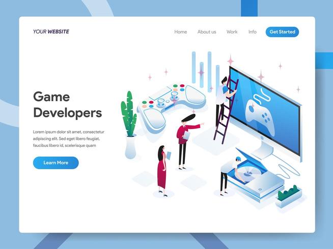 Landing page template of Game Developers  vector