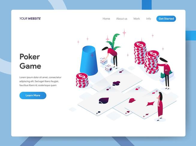 Landing page template of Poker Game  vector