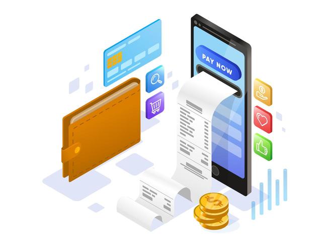 Online Payment with Mobile Phone  vector