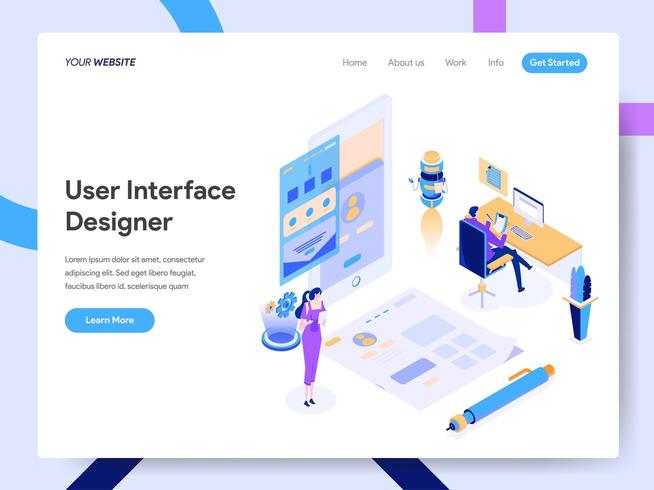 Landing page template of User Interface Designer vector