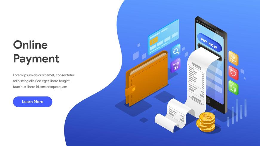 Landing page template of Online Payment  vector