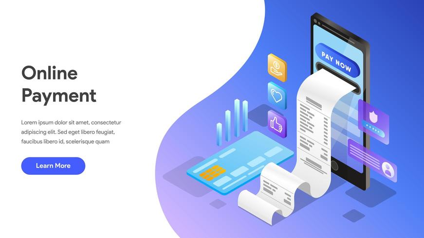 Landing page template of Online Payment  with Mobile Phone  vector
