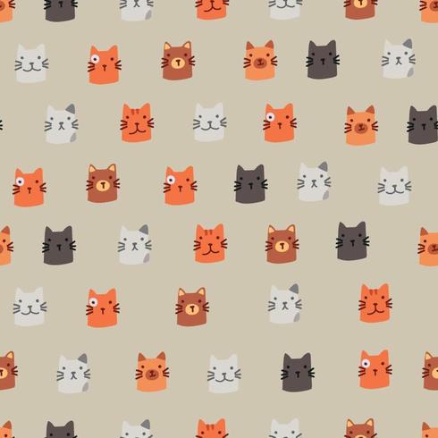 Modern Cat Faces Pattern vector