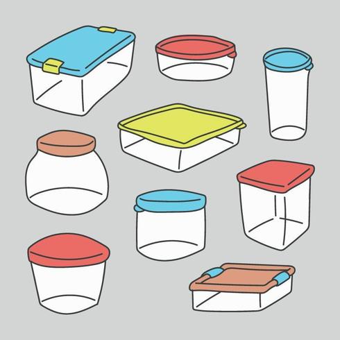 Set Of Doodled Containers vector