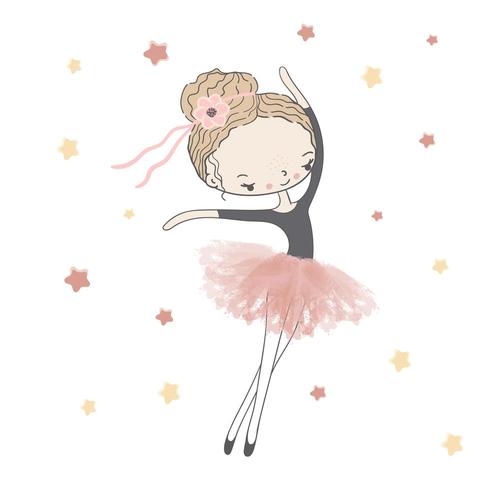 Girl ballerina in pink tutu with stars